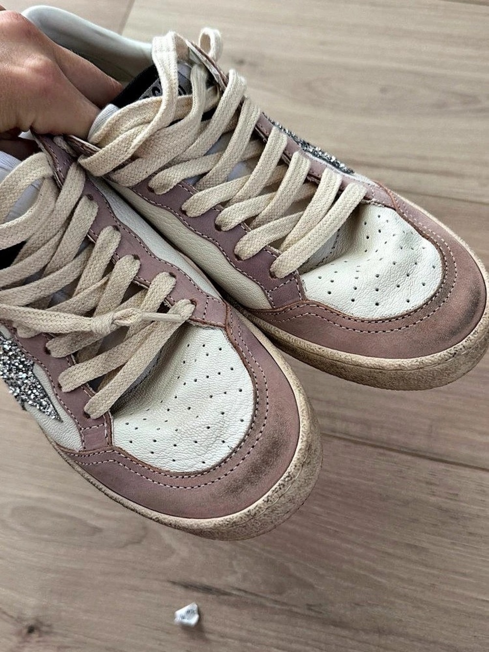 Golden Goose Ball Star Sneakers Glitter Star Pink & White size 36 - Picture 7 of 9